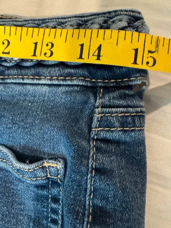 d.jeans Size 10 Trouser Jeans Braided Waistband Dark Wash Stretch Straight Leg - Picture 7 of 11